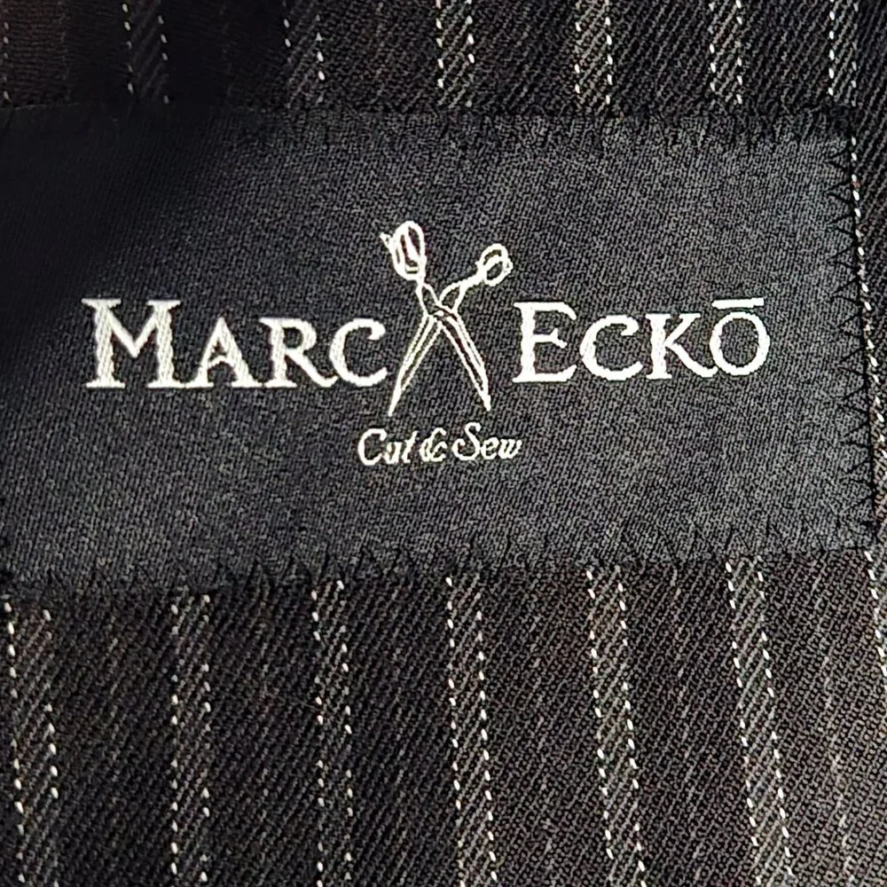 Marc Ecko Unique Pin Stripe Patchwork Black Blazer Sports Coat, S